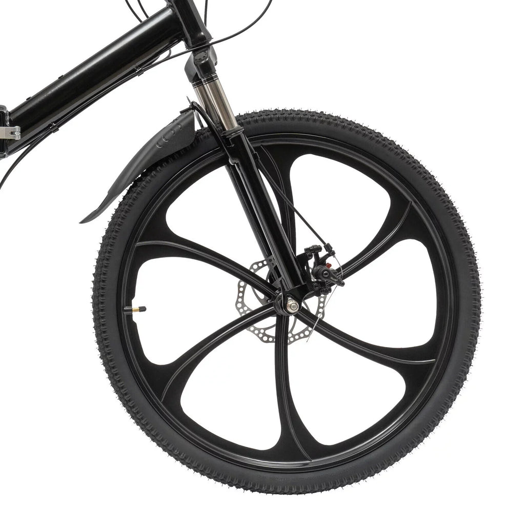 Folding Miumaeov 26" Max 150kg/330lbs Loading Carbon Camping Bike City Shifter Light Bicycle Black Bike 21-Speed Steel Weight Adult Folding