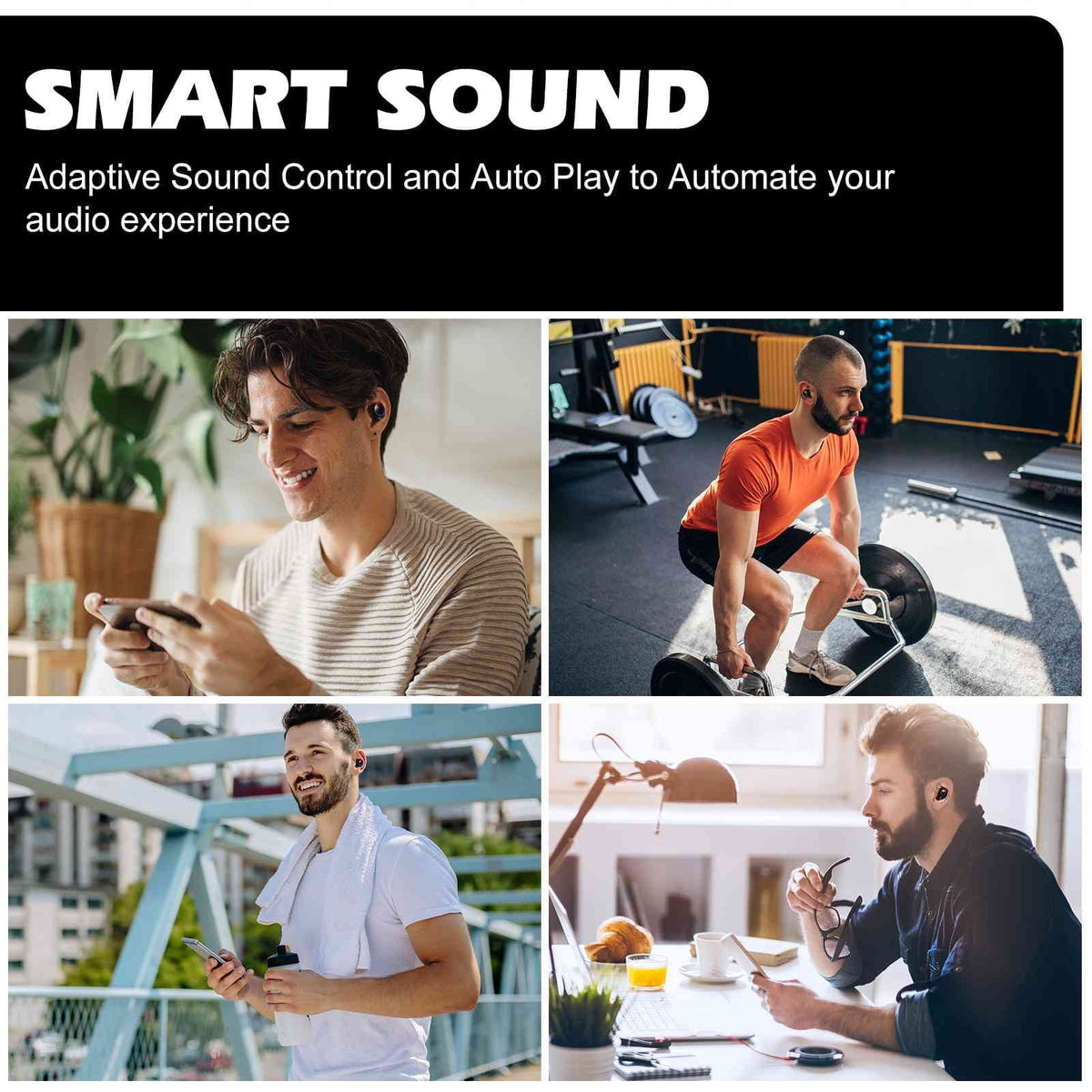 Bass with Resistance, IPX5 Wireless Bluetooth + Charging Connection, Water True Black, Case, Tab Lenovo 5.2 Dual Connect, Bluetooth Earbuds UrbanX Boost Compatible Smart Yoga Balanced,