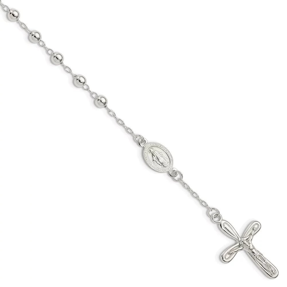 Fine Rosary Women Single Auriga 7.5inch Jewelry 925 Sterling Beaded wristband Silver Decade for