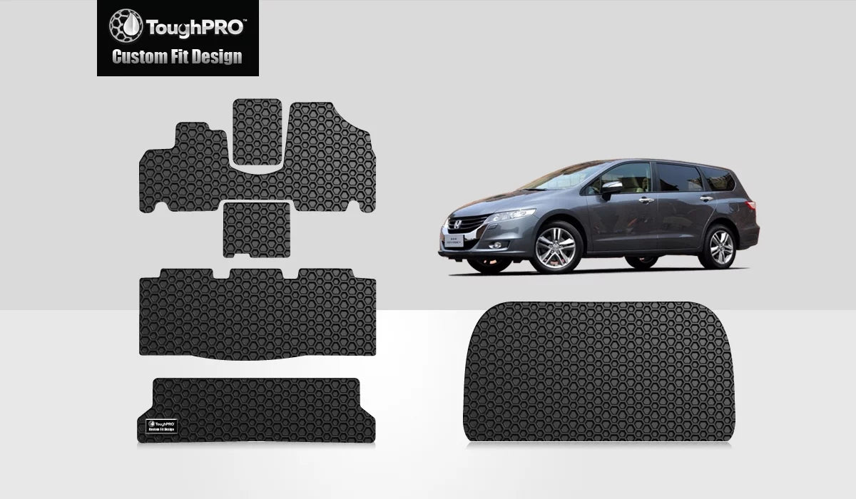 Rubber Weather Black with USA) All - - Compatible in ToughPRO - Set - HONDA Heavy Cargo Full (Made Mats with 2009 Odyssey Duty