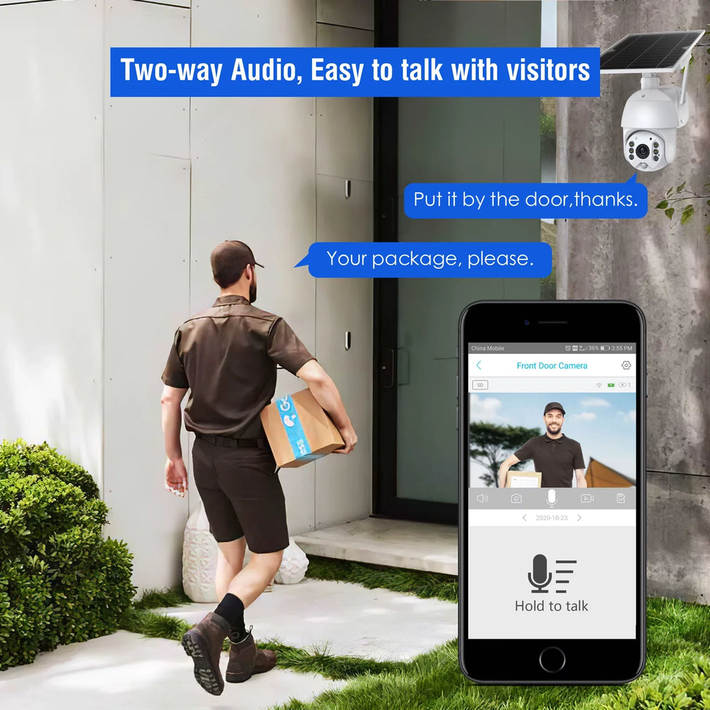 Wireless with PIR Night Security Vision, TOGUARD Dome PTZ Detection, 15600mAh Outdoor Camera Surveillance 2-Way Color Motion Solar Audio 1080P Battery, Camera with Wifi