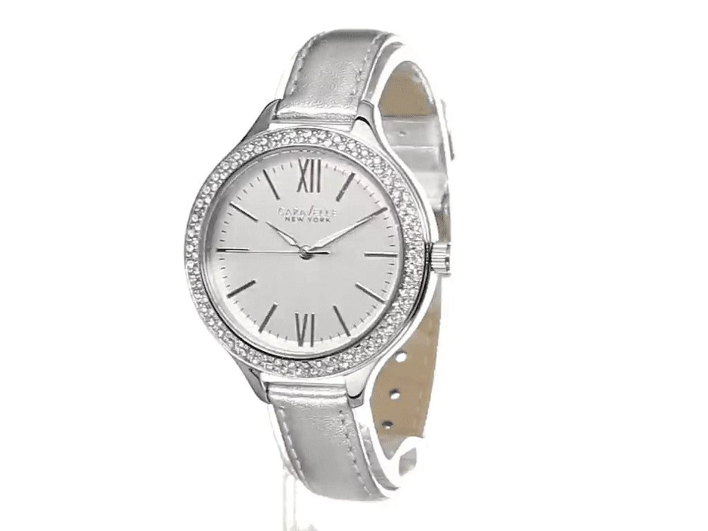 York Analog-Display Japanese-Quartz Silver-Tone New Women's Watch 43L167 Caravelle