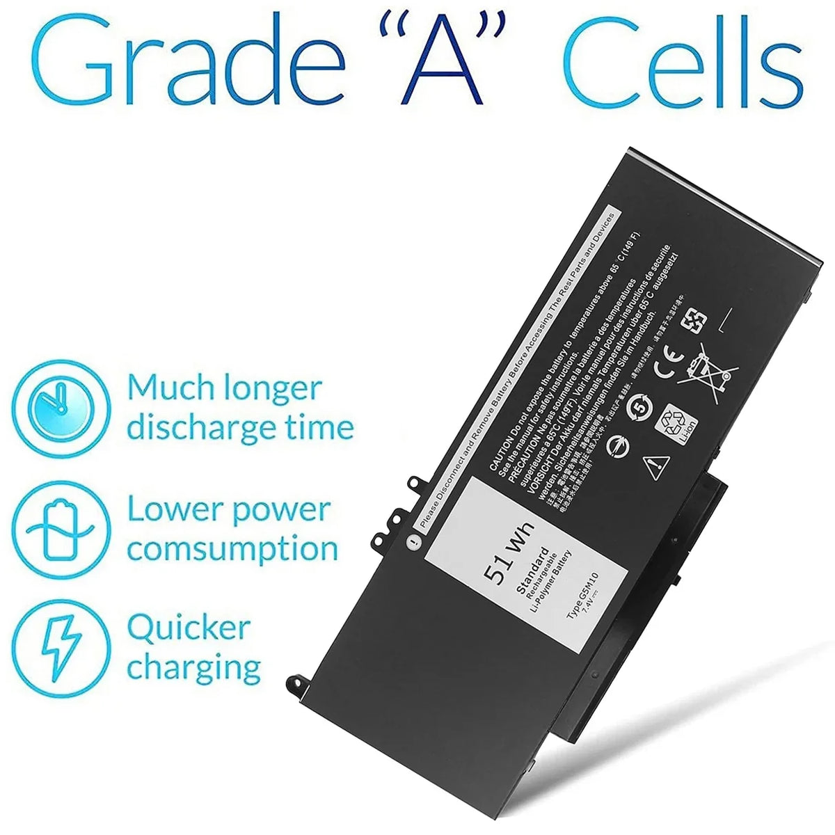 Battery Laptop for E5250 0WYJC2 5250 E5550 3160 08V5GX 451-BBLK 451-BBLN PF59Y 5XFWC VMKXM 3150 Notebook 51WH Latitude 1KY05 Series G5M10 5450 5550 R9XM9 451-BBLL 3550 E5450 WYJC2 8V5GX TXF9M