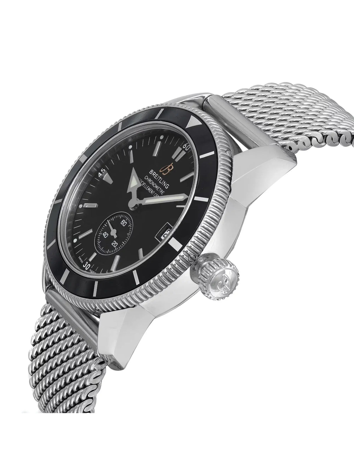 Heritage Steel A3732024-B869SS Mens Breitling Watch 38mm Black SuperOcean Dial