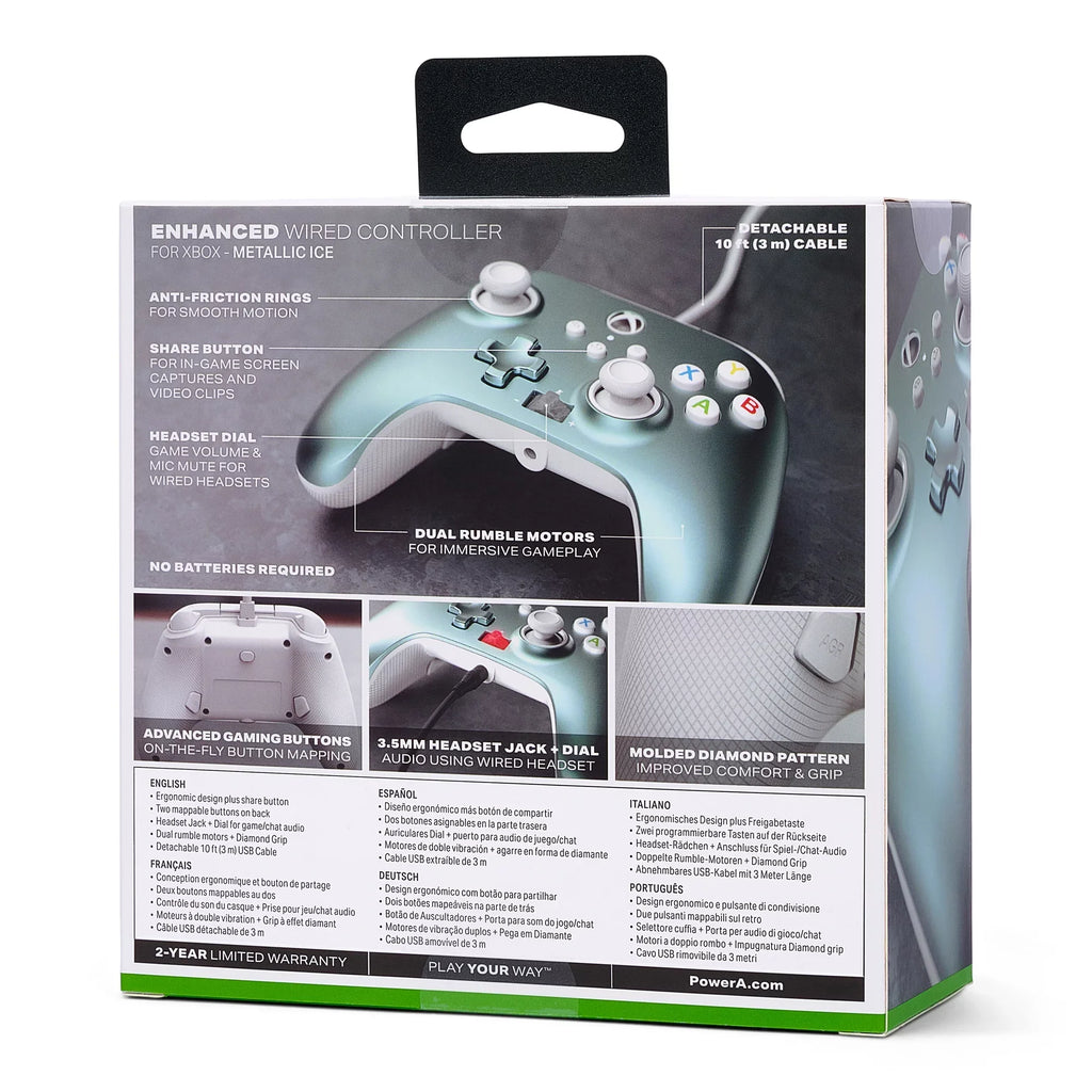 Controller Enhanced PowerA Wired for Xbox Metallic Series Ice X|S -