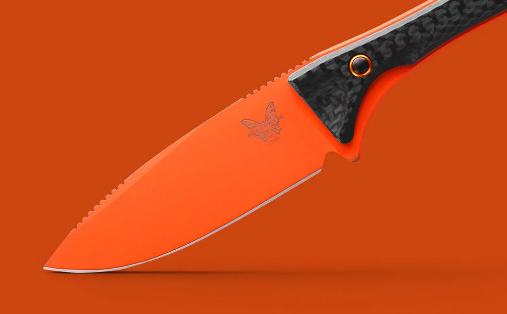 Benchmade 15201OR Knife Orange Cerakote Handle 3.08" Fixed Fiber CPM-S90V Blade Altitude Carbon