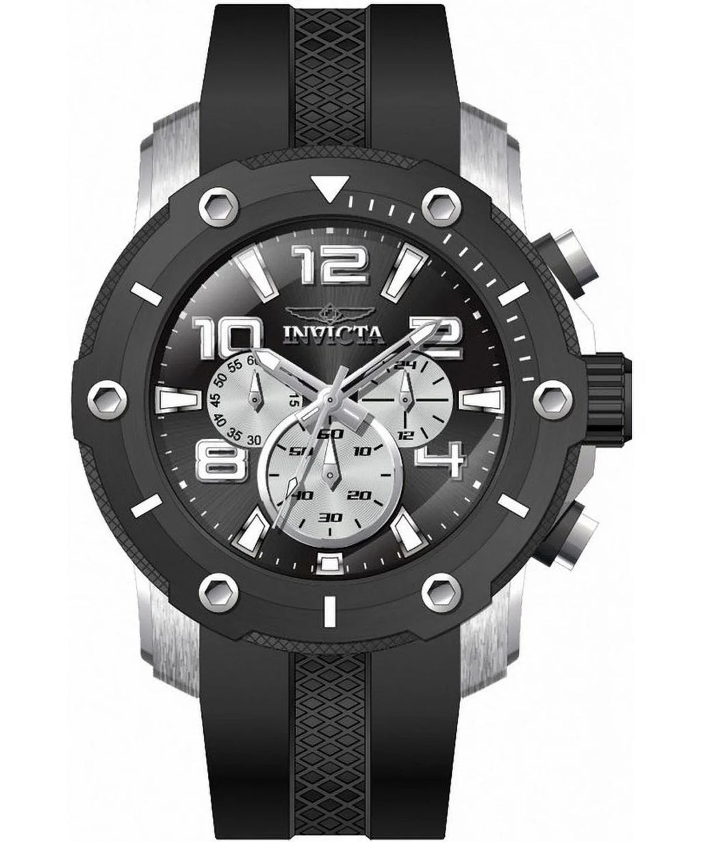 Silicone Black Men's Pro Strap Quartz Diver 45739 Watch Dial Invicta 100M Chronograph