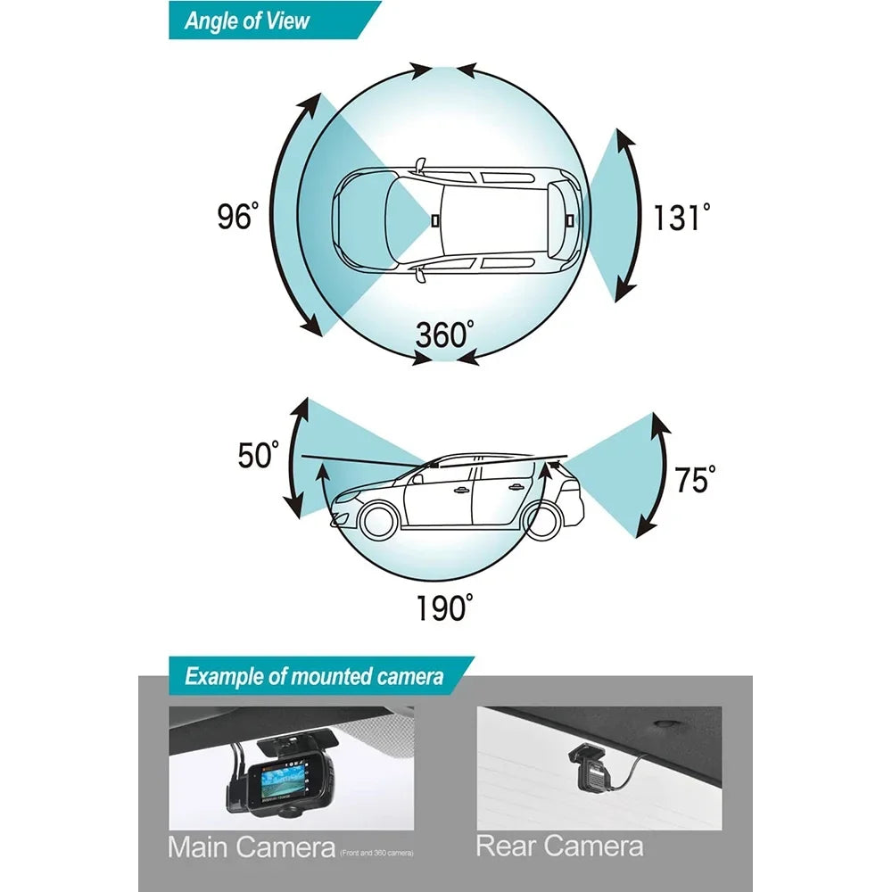 Simultaneous All Box) 3-Ch Built-in Impact Razo Card (Open Surroundings Covering Blind DC4000RA, Dash All 360-Degree Records Recording, at microSD 32GB with G-Sensor Detection Spots, GPS, Cam - Once,