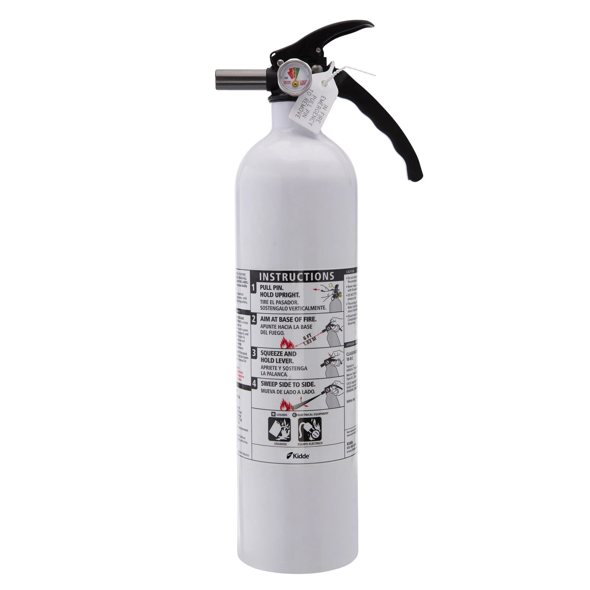 UL Rated Extinguisher, Model Fire Kidde Not Marine Rechargeable 10-B:C, KD82W-10BC,