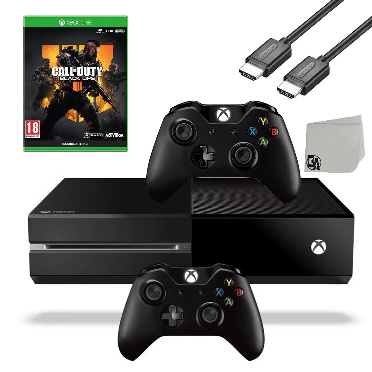 Included AXTION Ops Game Gaming Black Used Black 4 Original Call 500GB BOLT of With 2 Cable One Console Bundle Controller HDMI Duty Xbox