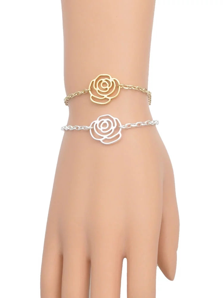 Leaf Green Link Chain Clover Delight Flower wristband, Extender with Jewelry Silvertone 6.75"+2" Leaves Heart Silver-tone Four