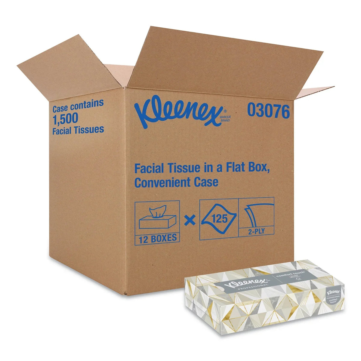 Tissue, 125 Boxes/carton White 2-ply, 12 Facial Kleenex® Sheets/box,