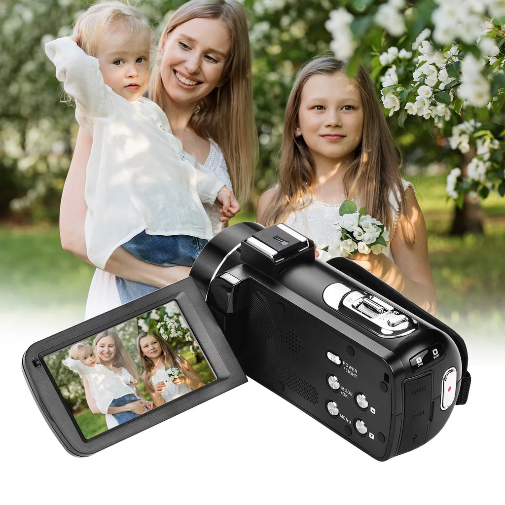 Shoe Andoer Camcorder -Shaking Digital CMOS DV IPS 3.0 Handheld for Sensor Burst Function Inch Mounting Video Hot Microphone with Professional 4K