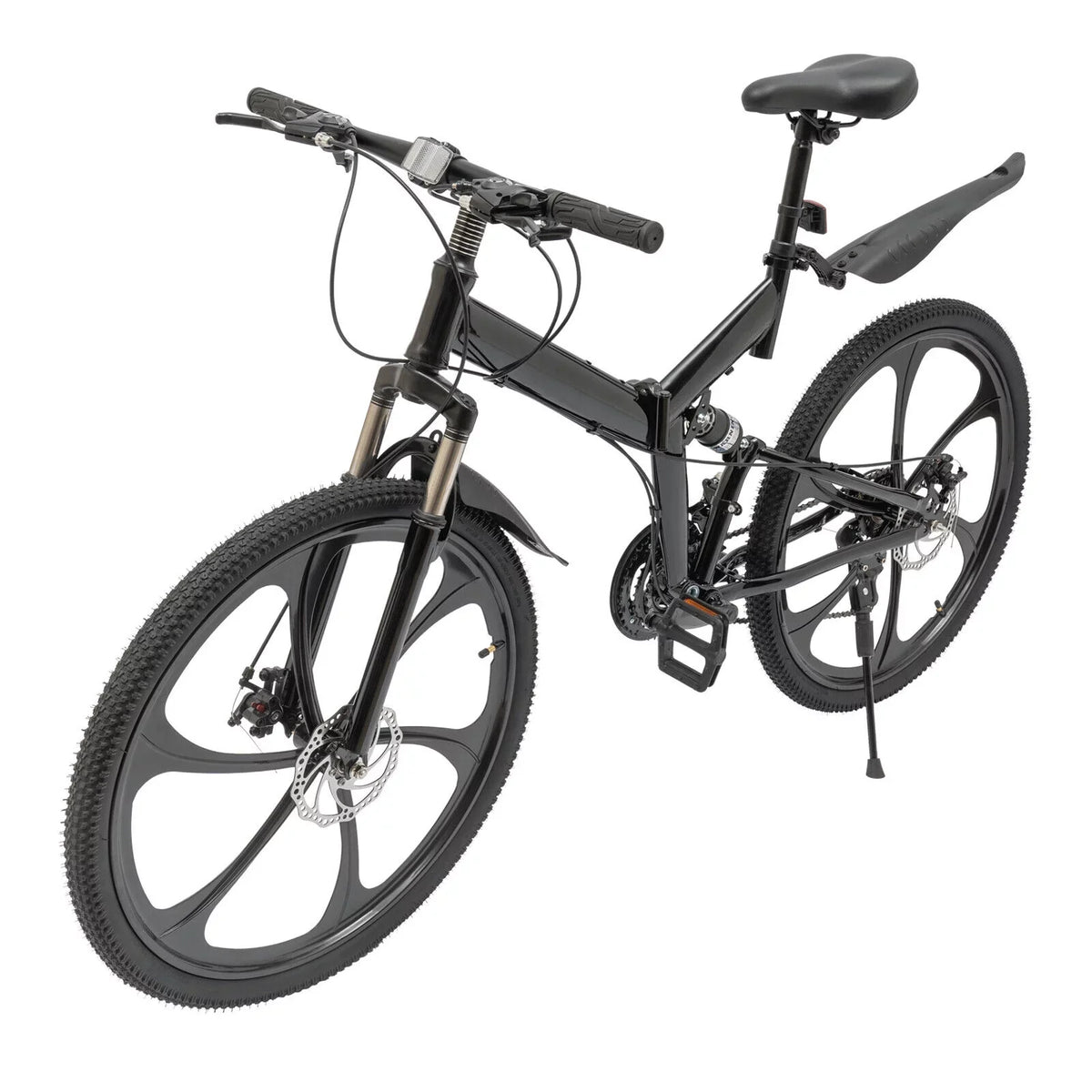 Folding Miumaeov 26" Max 150kg/330lbs Loading Carbon Camping Bike City Shifter Light Bicycle Black Bike 21-Speed Steel Weight Adult Folding
