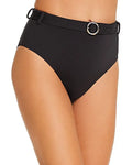 Large Swim Bikini BLACK Aqua High-Waist US Bottom, Belted