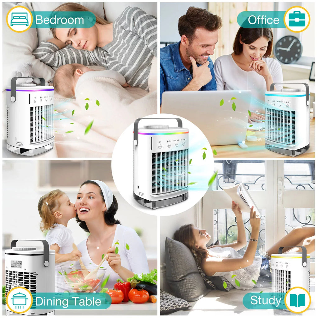 Desktop Air & Personal 7 Camping Cooler with Conditioner Fan Air Timer Air for Conditioners 2-8H Portable Fan Night Mini Home Light Desk 4-Speed Office Hiroke Spray