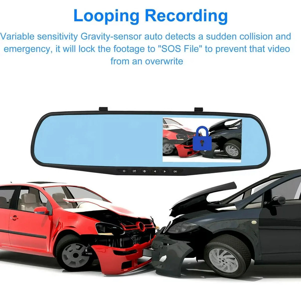1080P Mirror Car Front Vision,Parking Dual Car 4.3" for DVR Angle Detection,G-sensor Lens Rearview Pack Monitor, Cam Camera Night Cars 1 Dash Cam Rear Monitor,Motion Trucks,170°Wide