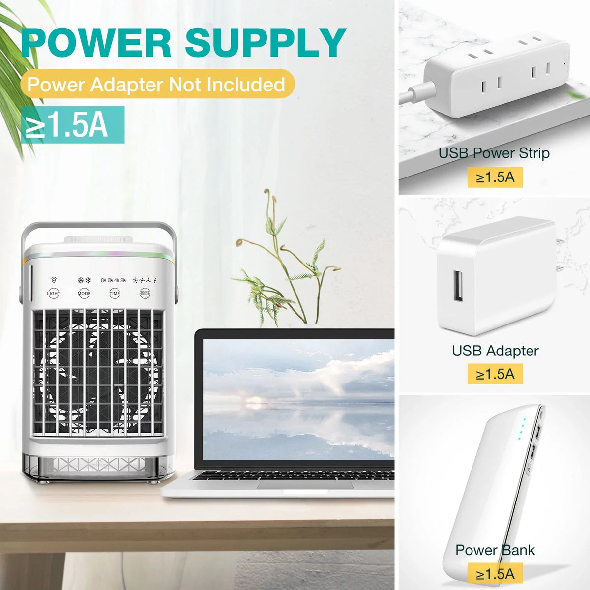 Desktop Air & Personal 7 Camping Cooler with Conditioner Fan Air Timer Air for Conditioners 2-8H Portable Fan Night Mini Home Light Desk 4-Speed Office Hiroke Spray