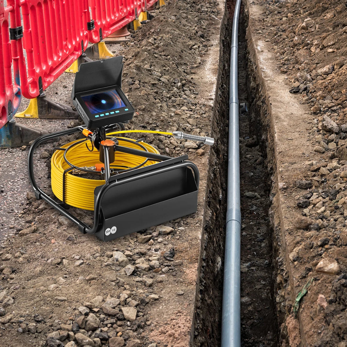 Pipeline 30M Battery, LCD 98.4 Lithium Camera 6PCS Camera with DVR Inspection BENTISM Camera 8500MAH Sewer FT, Monitor TFT Camera, Inspection LED, 4.3 Pipe Inch Function, Duct