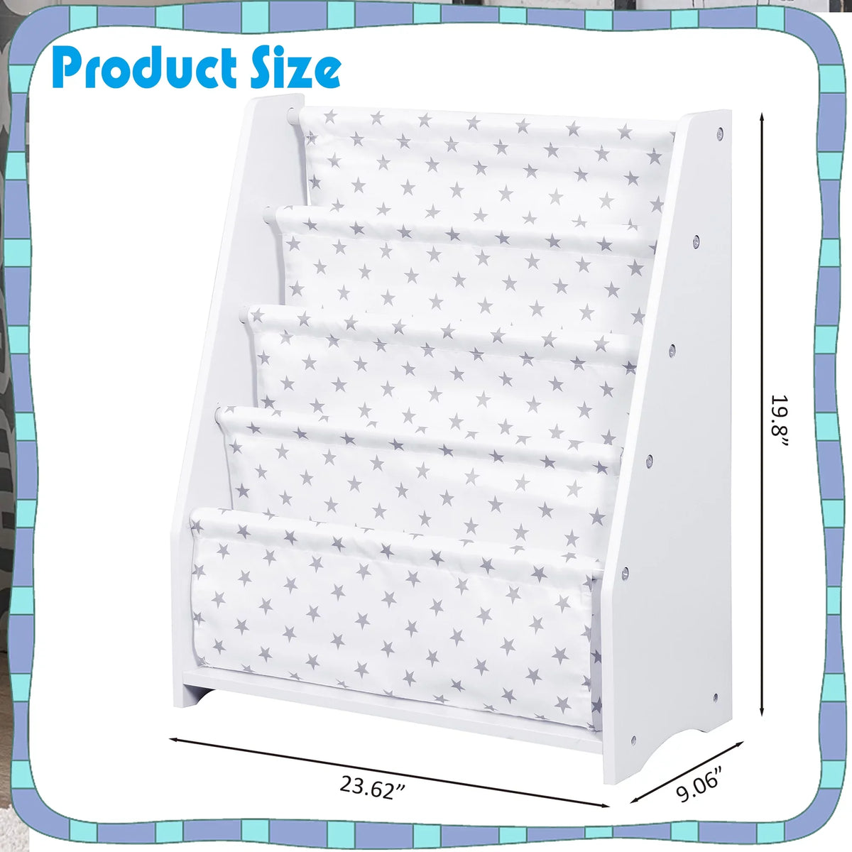 Bookshelf, Classroom iRerts Wood Bookshelf Kids Book White Toddler Bookcase for and Tier 4 Organizer Storage