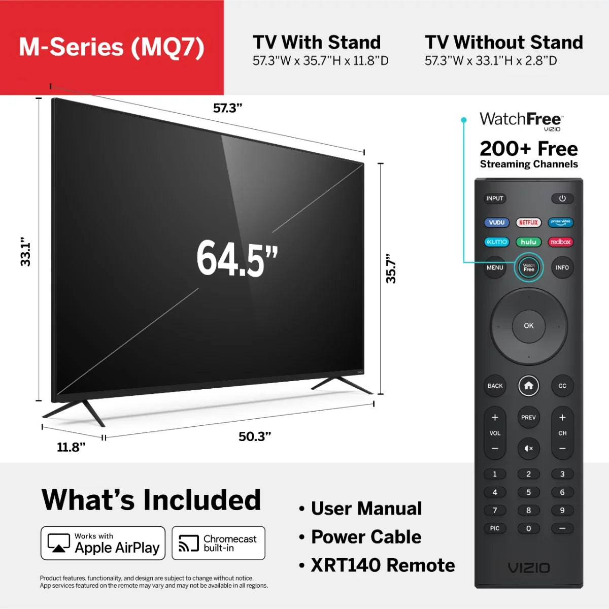 Smartcast M65Q7-H1 65" VIZIO Smart TV M-Series Quantum 4K HDR UHD Class