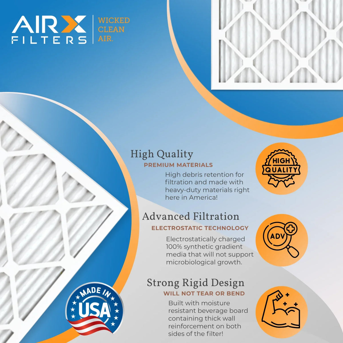 7 MPR AIR. Air 1200 Electrostatic 21.5x23.5x1 21.5x23.5x1 HVAC Filter to Filters MERV WICKED Furnace & by Conditioner Made AIRX Air MPR Comparable Filter CLEAN Pack FILTERS 4 11 USA Pleated FPR 1000,