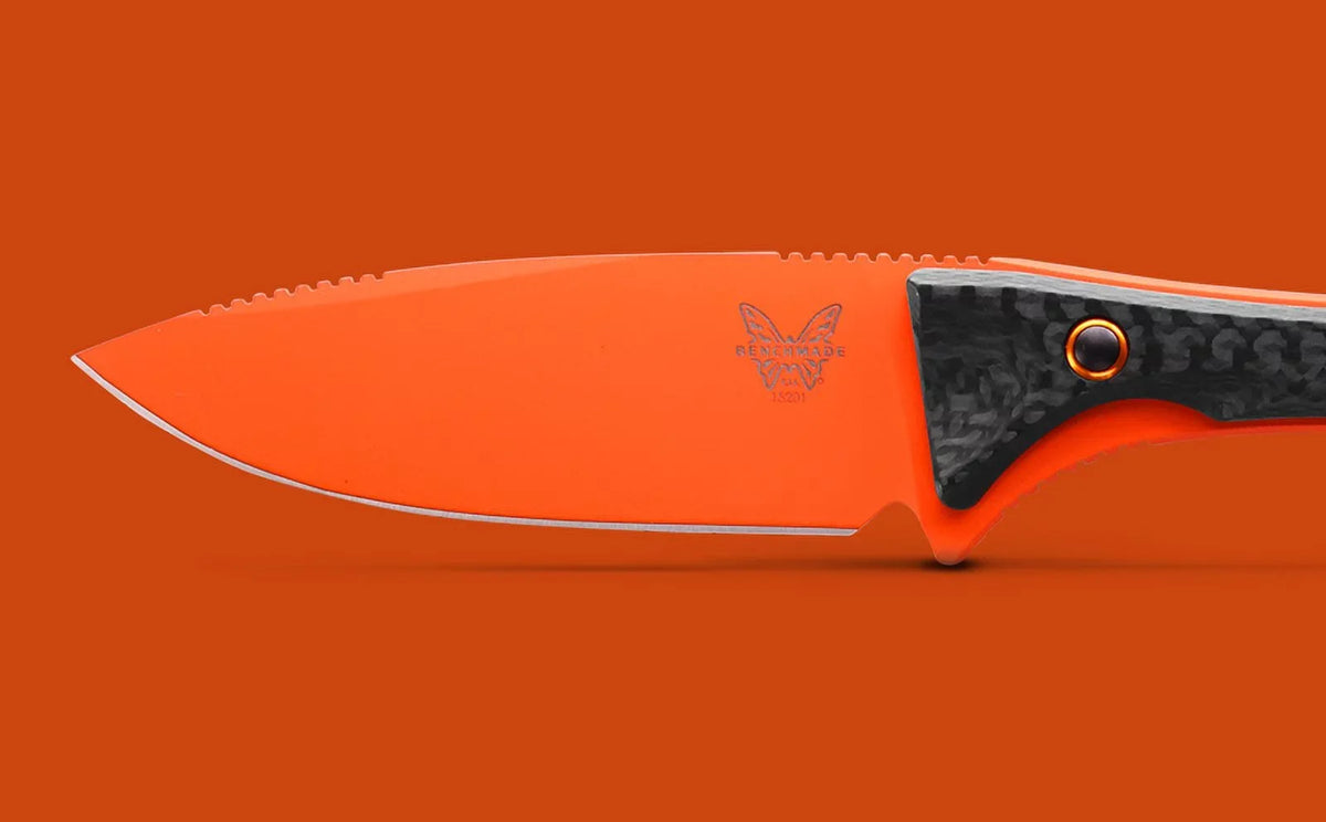 Benchmade 15201OR Knife Orange Cerakote Handle 3.08" Fixed Fiber CPM-S90V Blade Altitude Carbon
