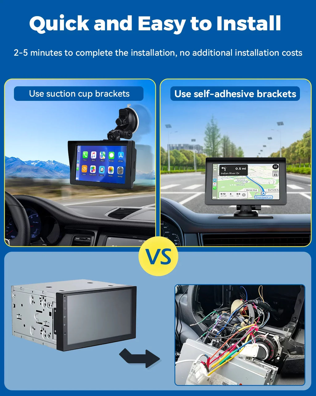 Auto,Bluetooth,FM, Touchscreen Car Camera,HD GPS Video,Car Navigation Reverse Stereo Wireless Portable Car LAMTTO Inch Audio Carplay,1080P with Receivers Siri with 7 Portable Airplay,Android